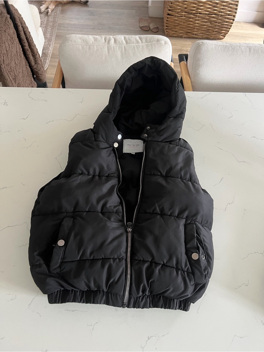 Love me now collection black hoodie puffer vest